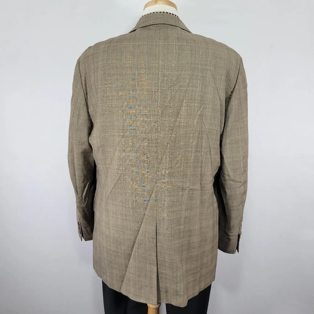 American Living Men's Sport Coat Blazer Three‎ Button Brown Glen Plaid Wool 44L
